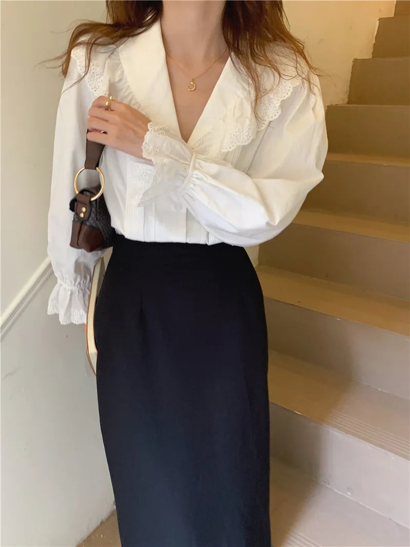 Women Blouse Female Shirt Summer Womens Blouses Spring Maxi Blusas Casual Elegant Vintage Long Sleeve Cotton Oversize Loose