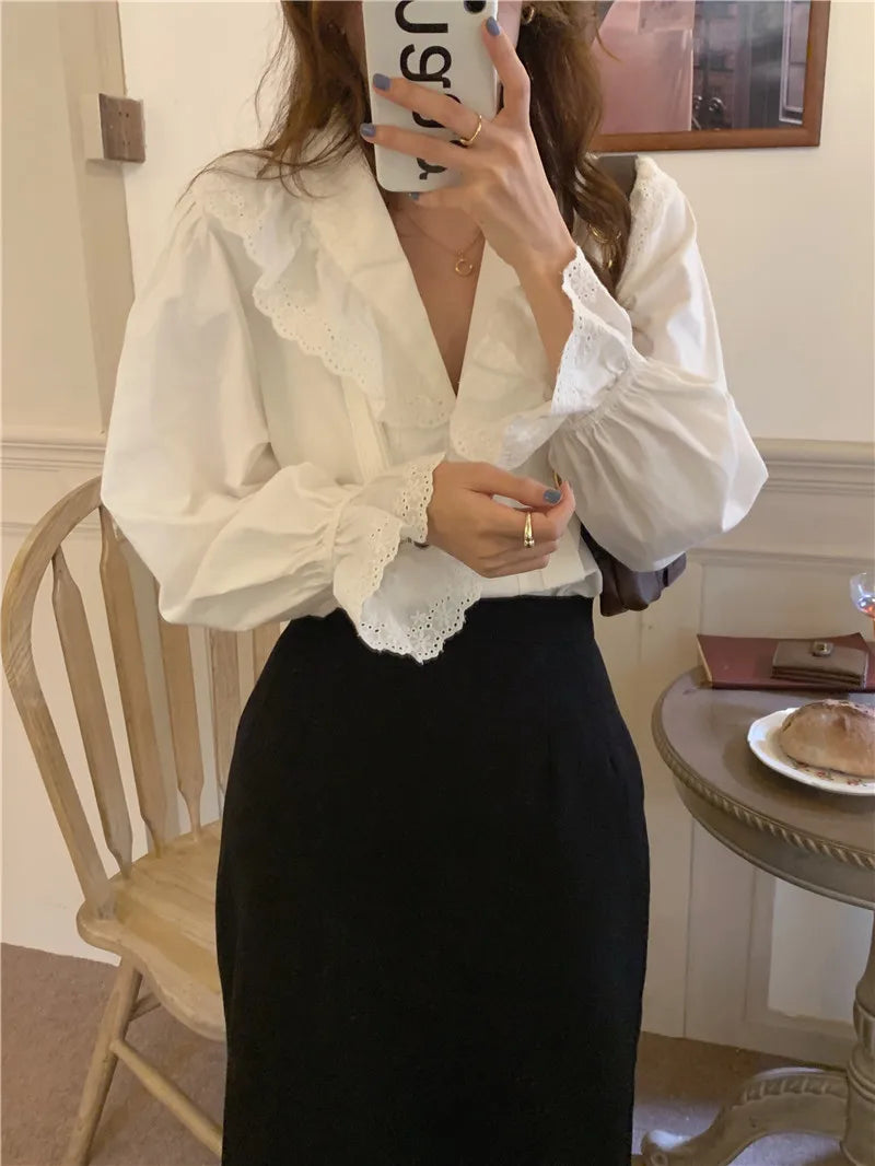 Women Blouse Female Shirt Summer Womens Blouses Spring Maxi Blusas Casual Elegant Vintage Long Sleeve Cotton Oversize Loose