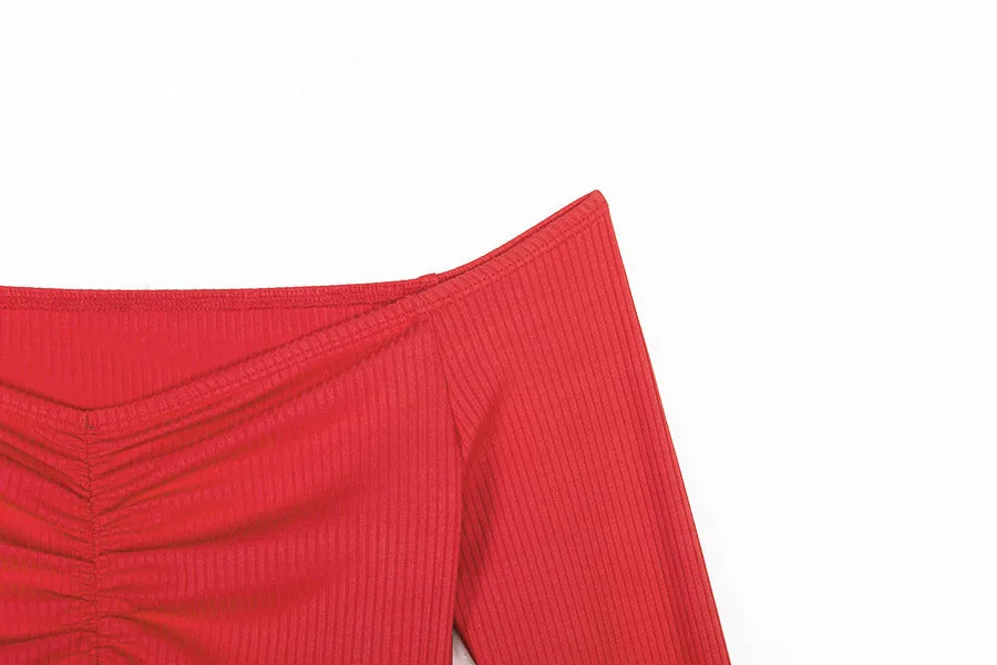 women T-shirts sexy and club fashion female T-shirt long sleeve off shoulder solid color lady Tshirt autumn basic tees