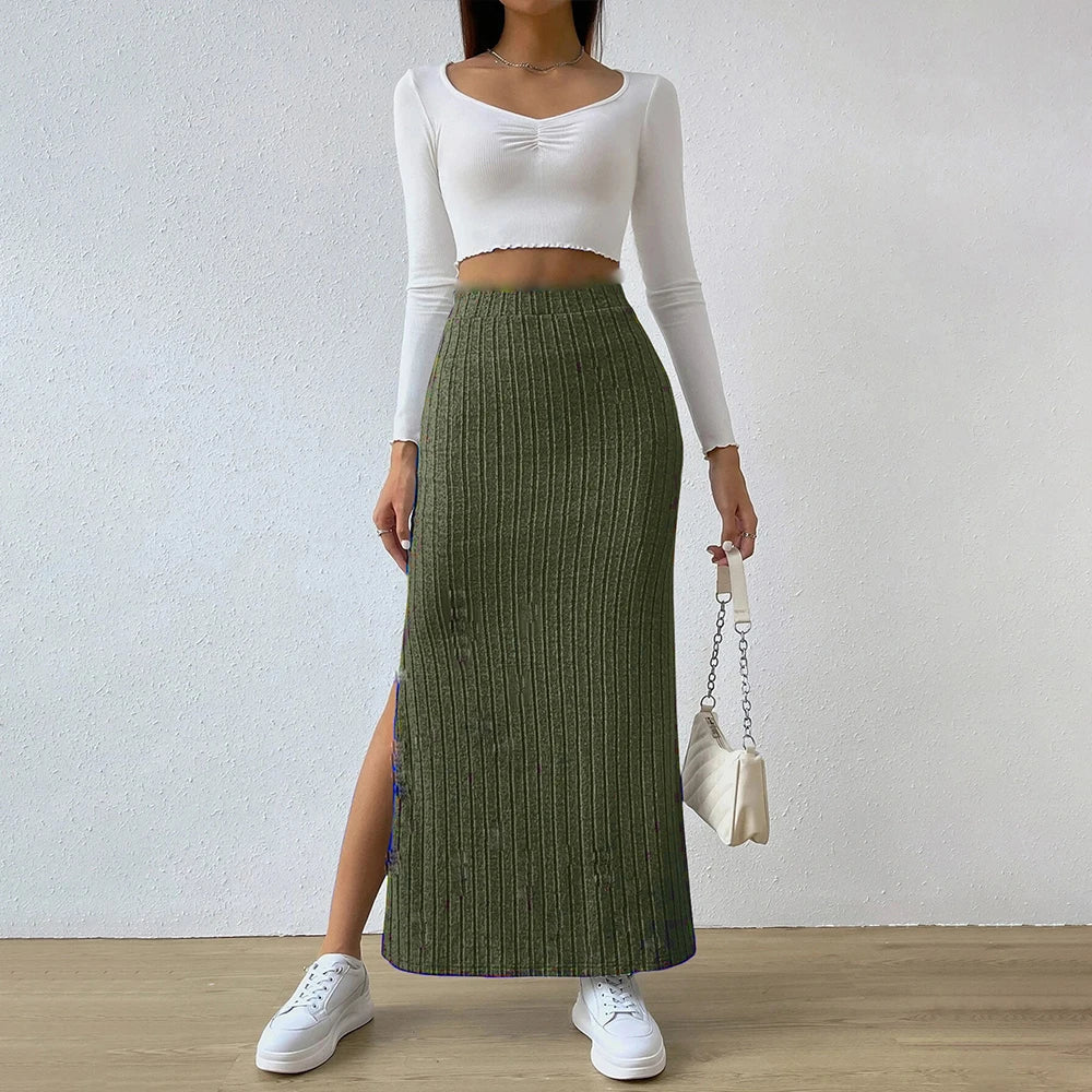 Women’s High-Waist Knitted Bodycon Midi Skirt
