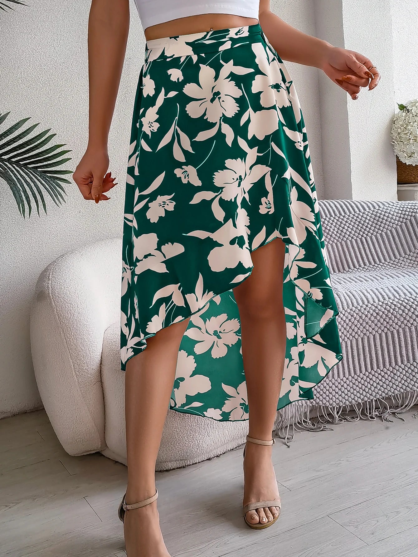 Women’s Floral Ruffle Skirt – Spring Summer