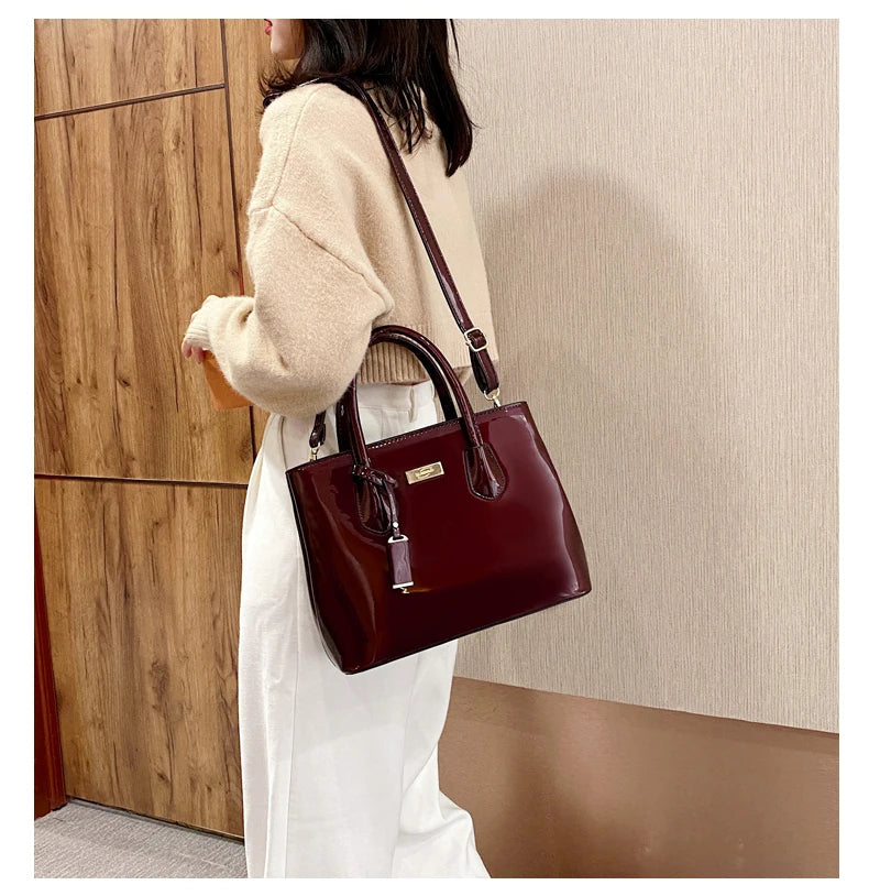 Women’s Patent Leather Shoulder Tote
