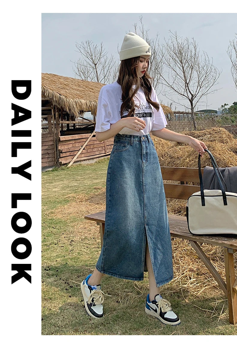 Women’s High-Waist Denim A-Line Skirt