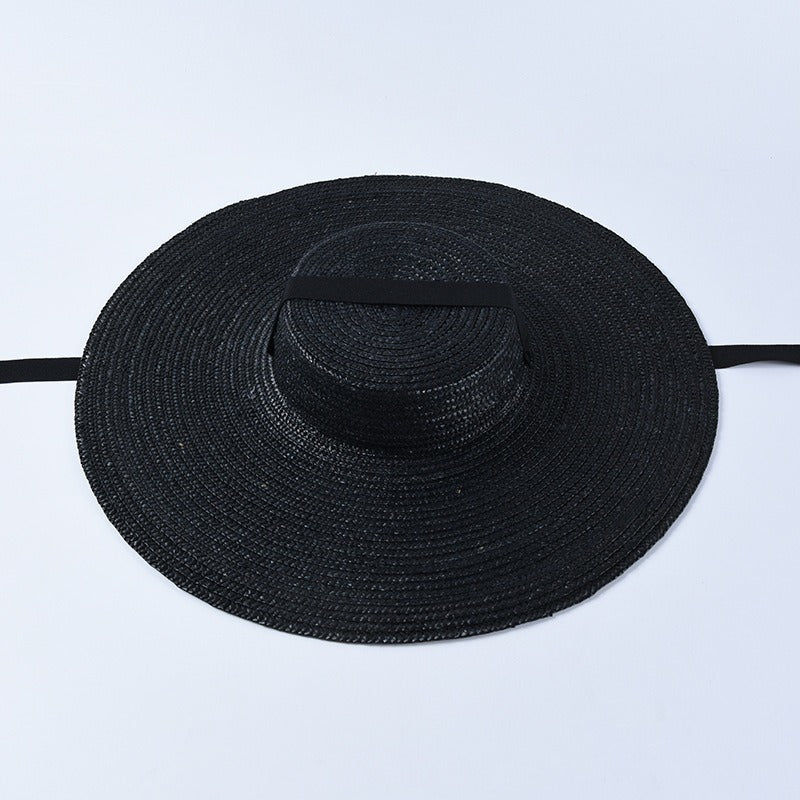 Women’s Black Wide Brim Straw Sun Hat