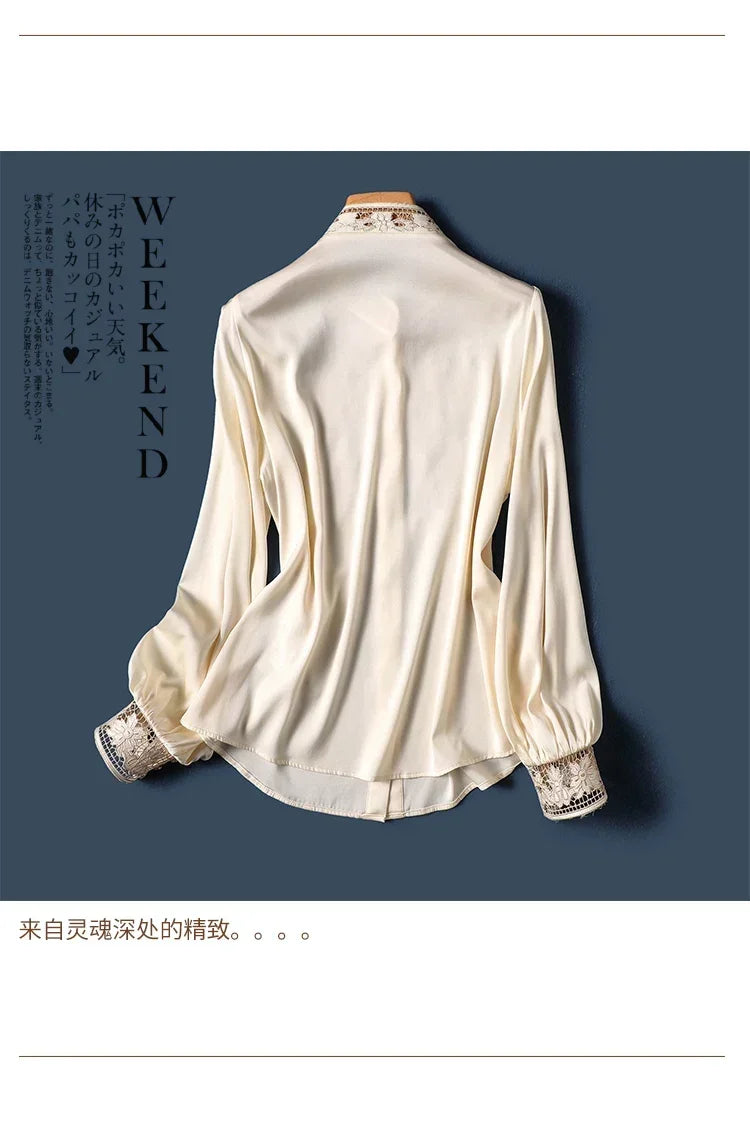 New arrived blouses for women Fashion elegan embroidery ladies shirts Button-Down Tops