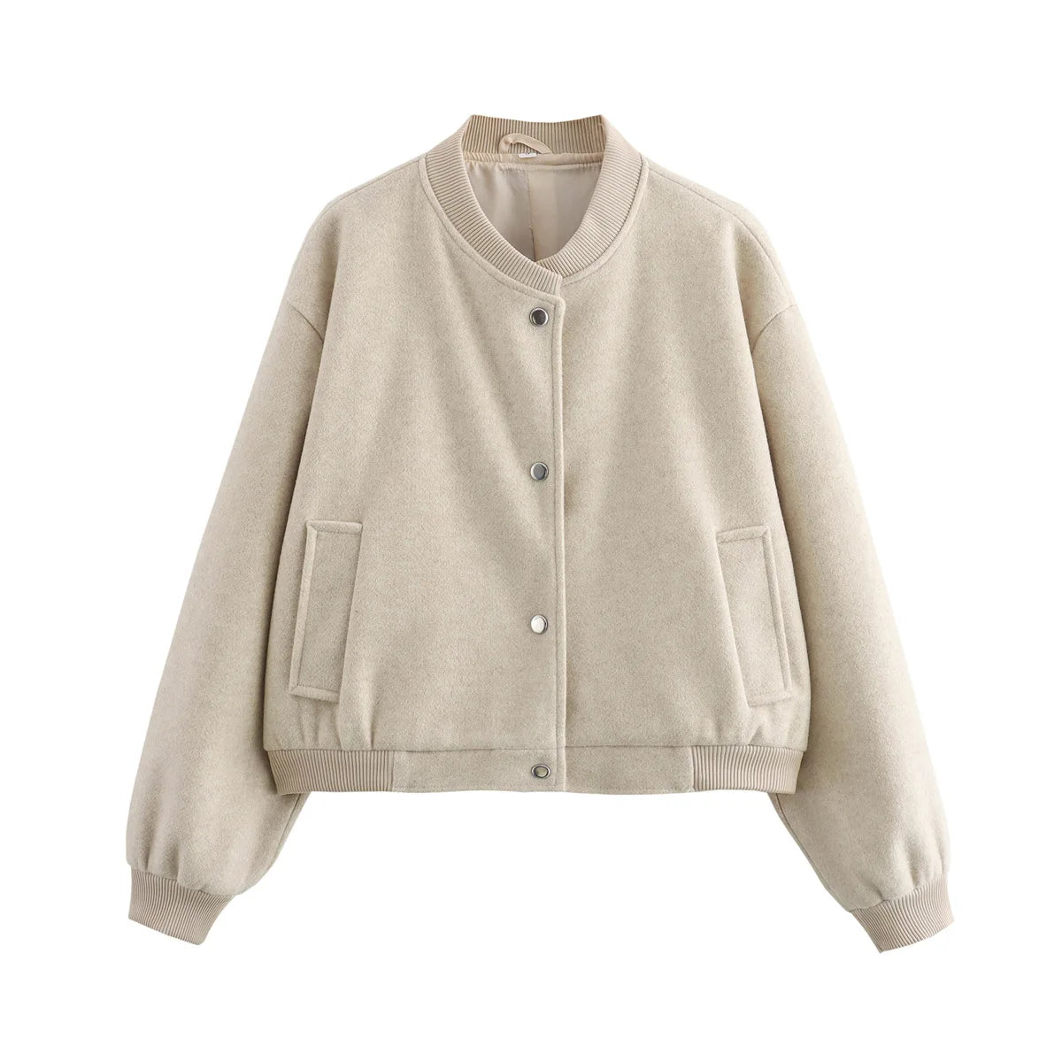Women’s White Cropped Bomber Jacket – Autumn/Winter.