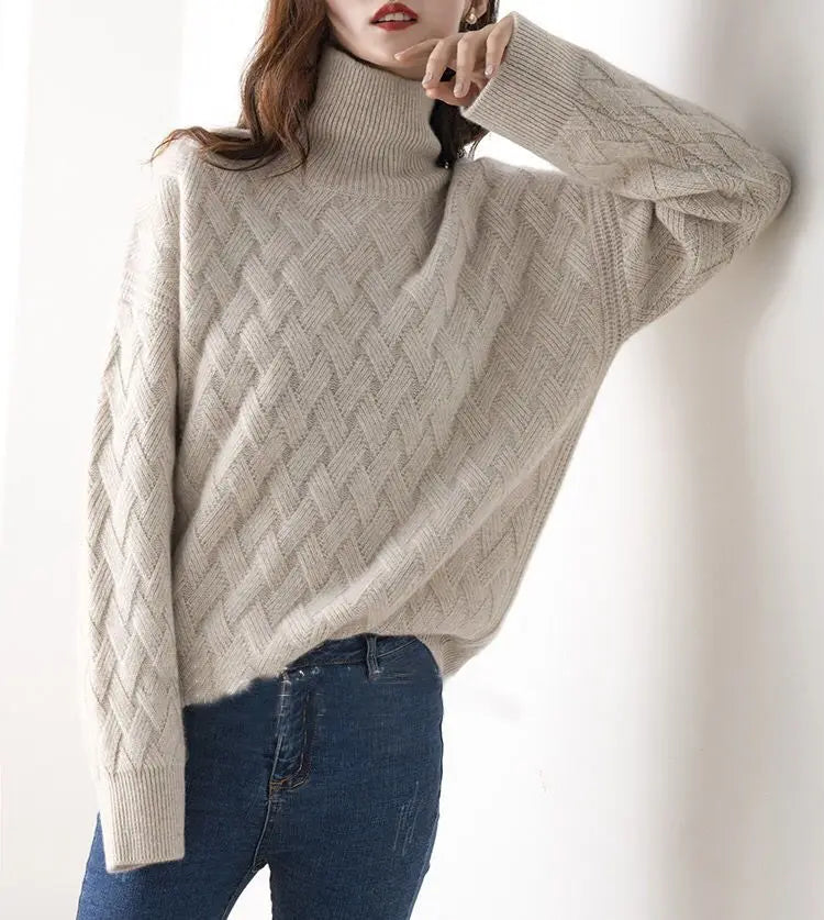 Women’s Oversize Cashmere Sweater – Long Sleeve
