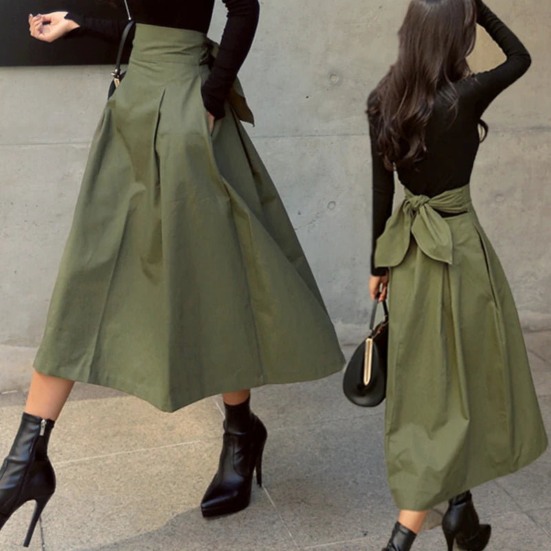 Women’s High-Waist Swing Skirt – Korean Fashion