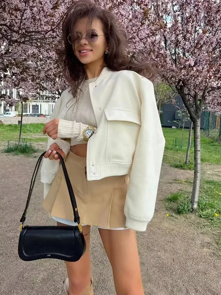 Women’s White Bomber Jacket