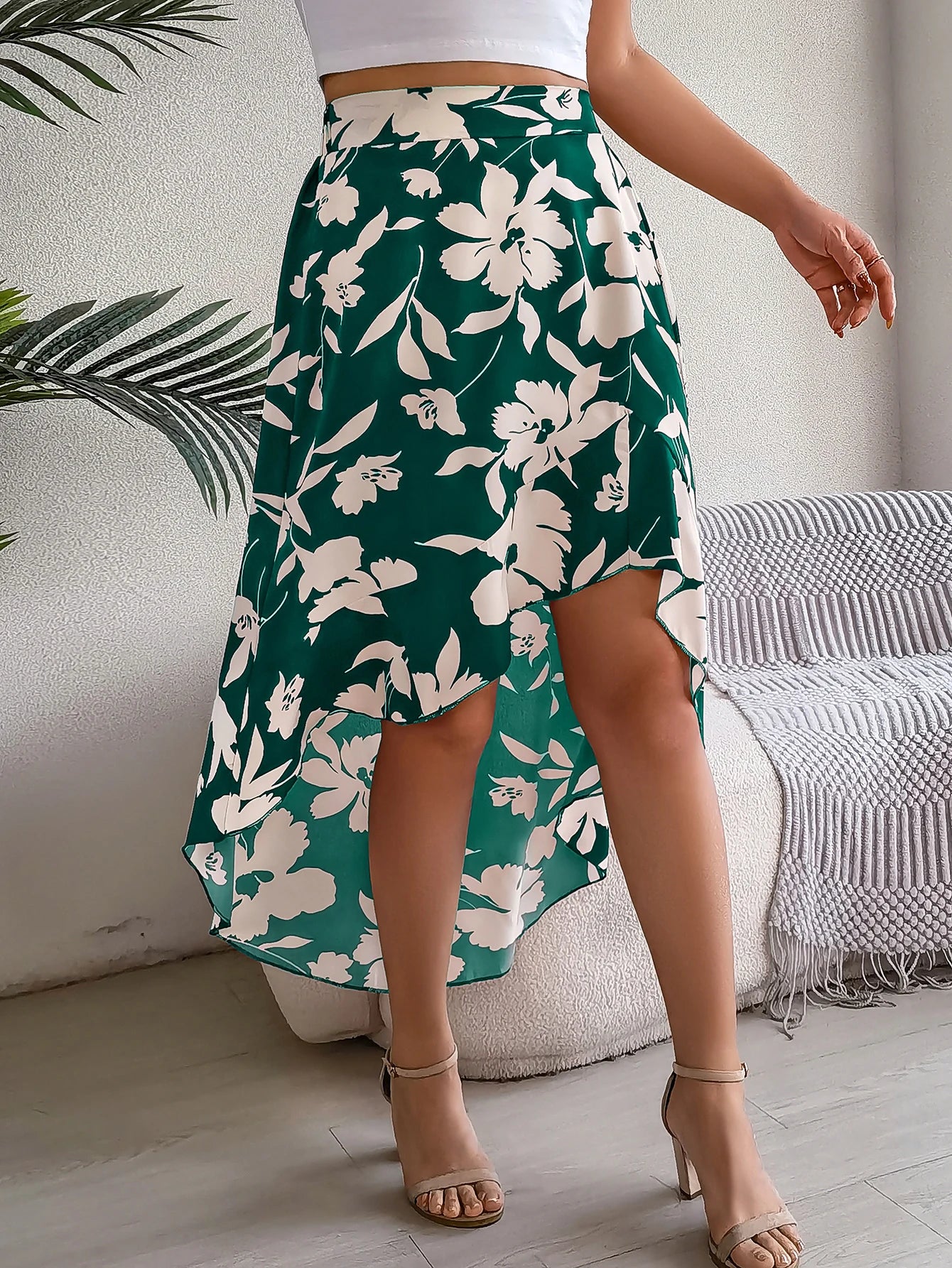 Women’s Floral Ruffle Skirt – Spring Summer