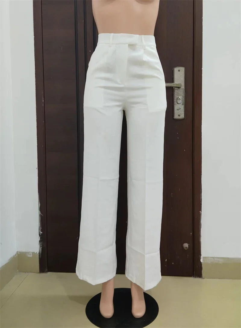 Women’s Elegant Wide-Leg High-Waist Pants – Loose Office Workwear Trousers