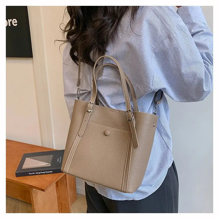 Women’s Designer Leather Handbag – Gold Accent