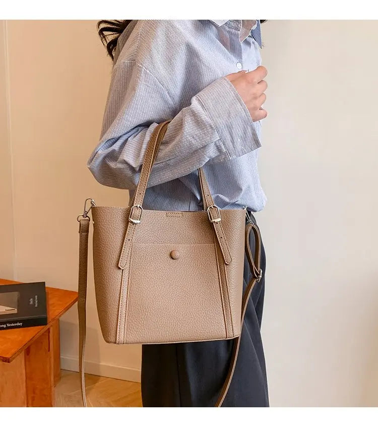 Women’s Designer Leather Handbag – Gold Accent