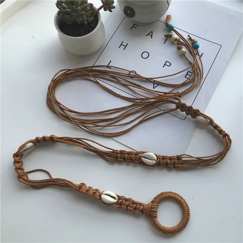 Women’s Braided Tassel Waist Belt