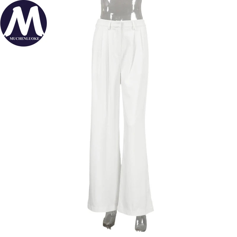 Women’s High-Waist Straight Suit Pants – Elegant Casual Loose Trousers