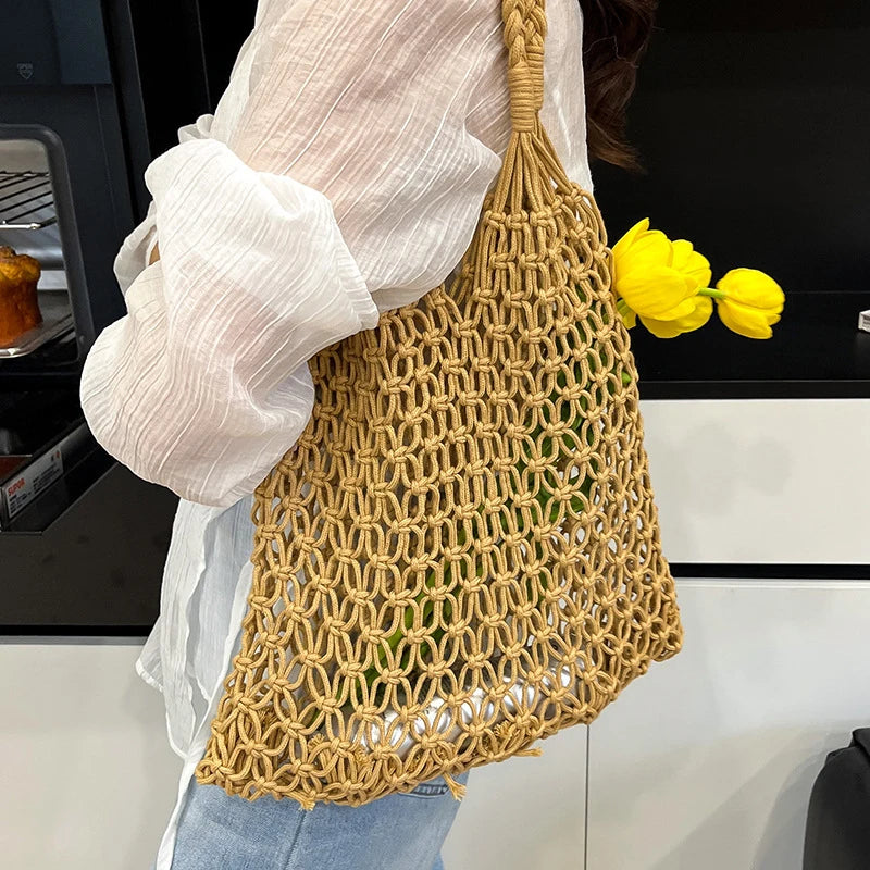 Women’s Hand-Woven Hollow Shoulder Tote