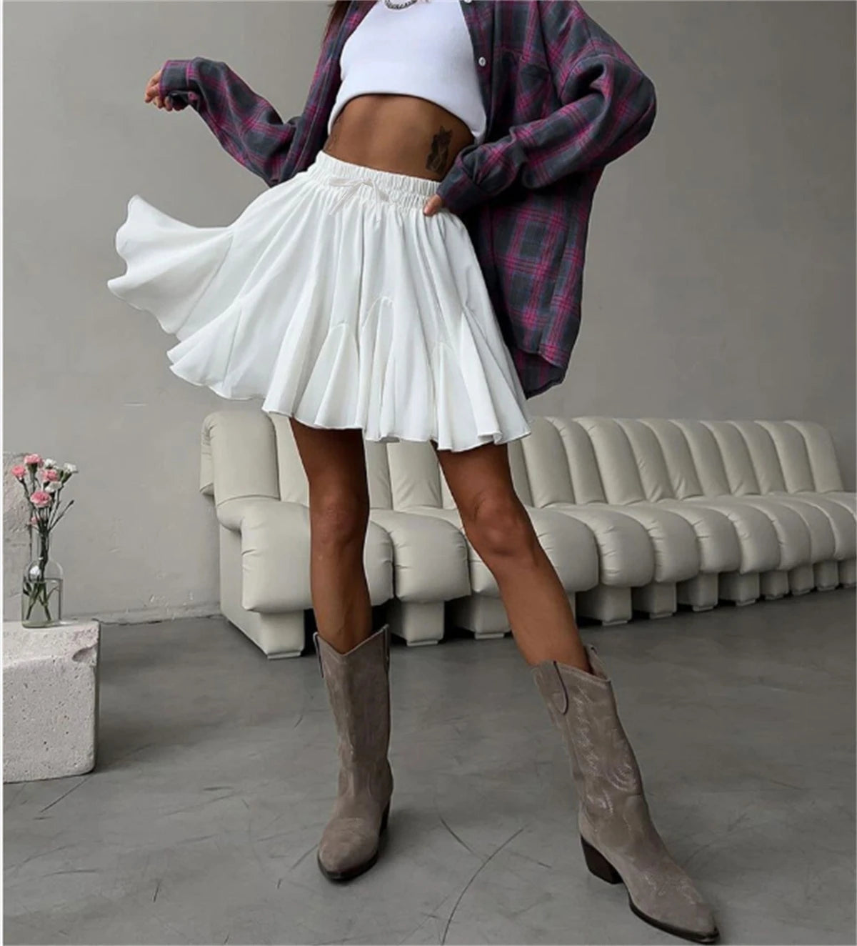 Women’s High-Waist Ruffle Mini Skirt