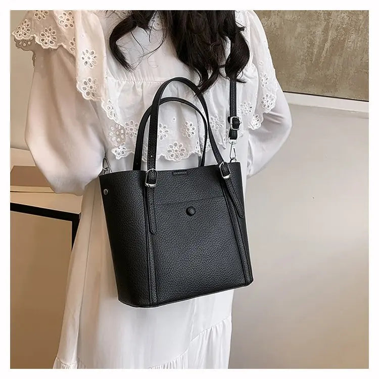 Women’s Designer Leather Handbag – Gold Accent