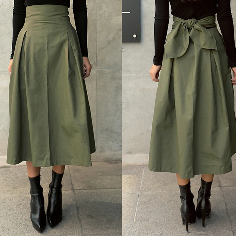Women’s High-Waist Swing Skirt – Korean Fashion