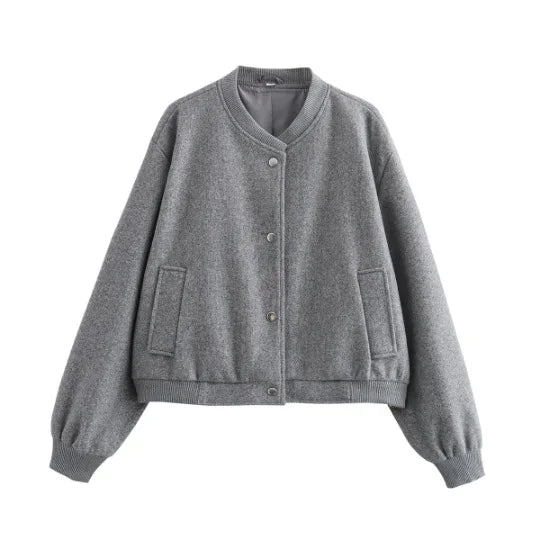 Women’s Cropped Bomber Jacket – Autumn/Winter Streetwear.