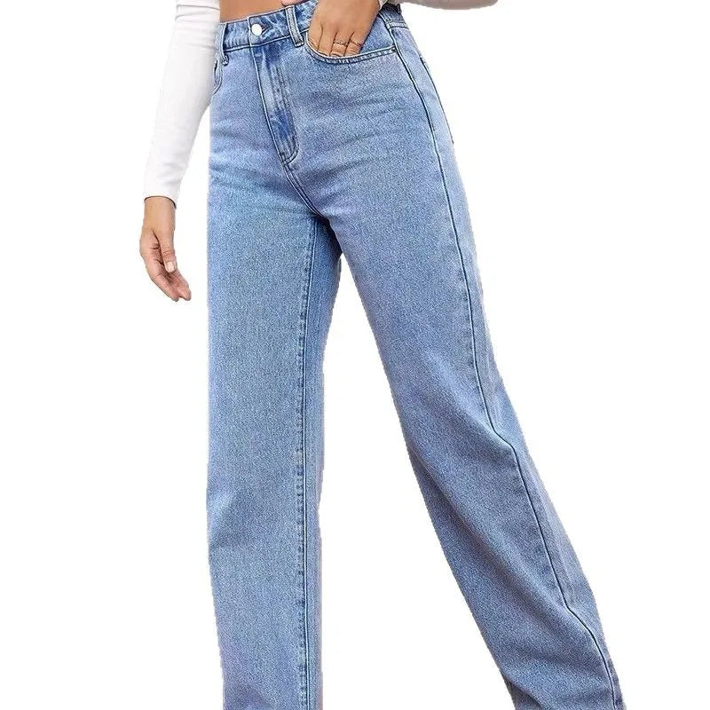 Women’s High-Waist Slim Straight Jeans