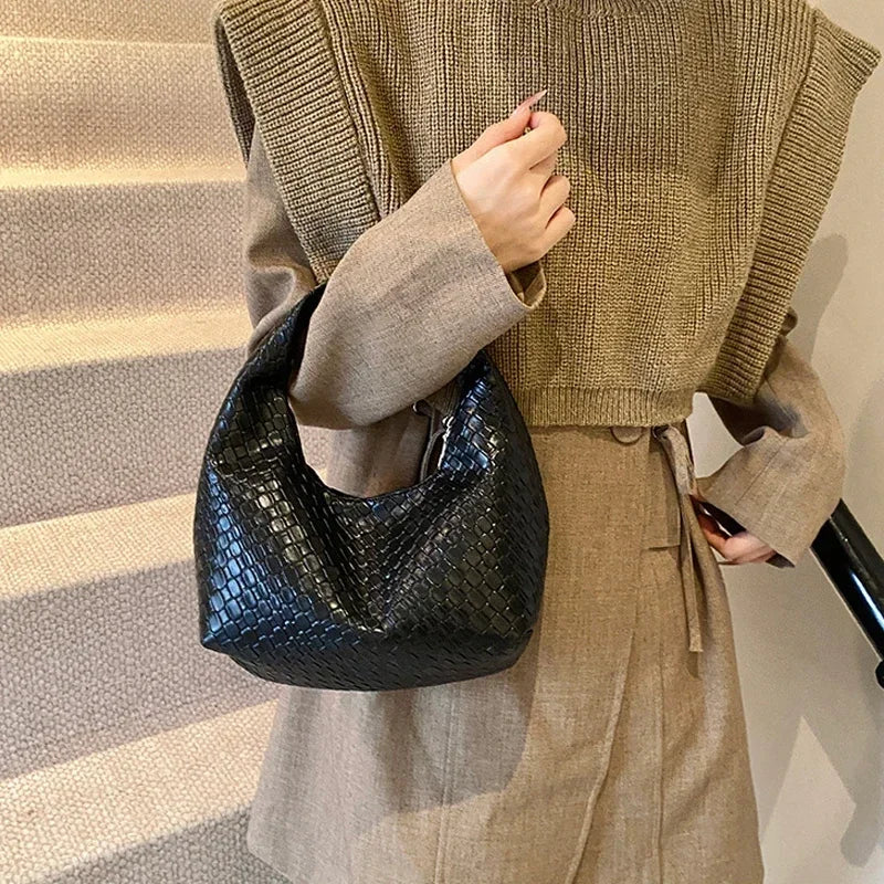 Women’s Woven PU Leather Handbag