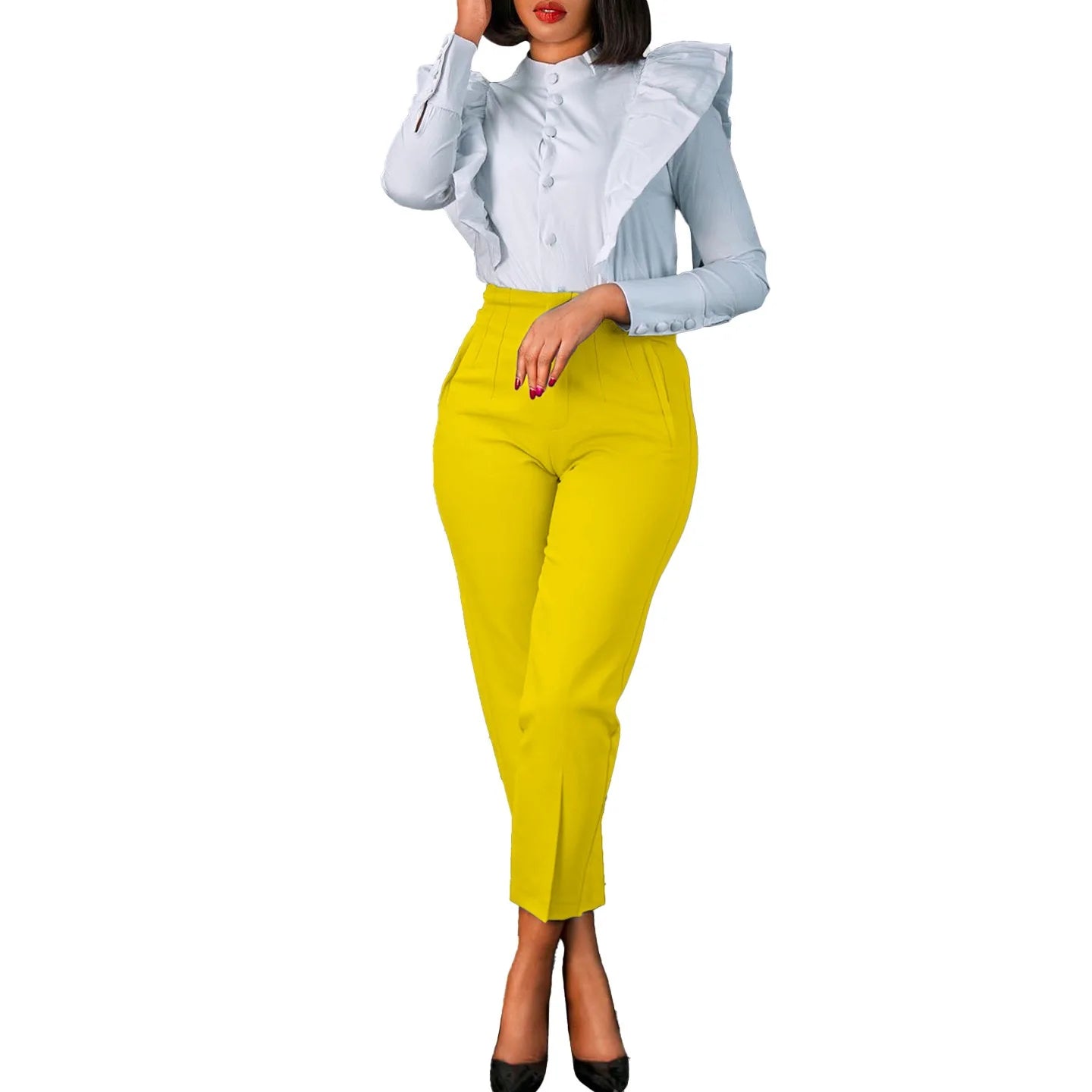 Women’s High-Waist Straight Work Pants – Elegant Office & Business Trousers