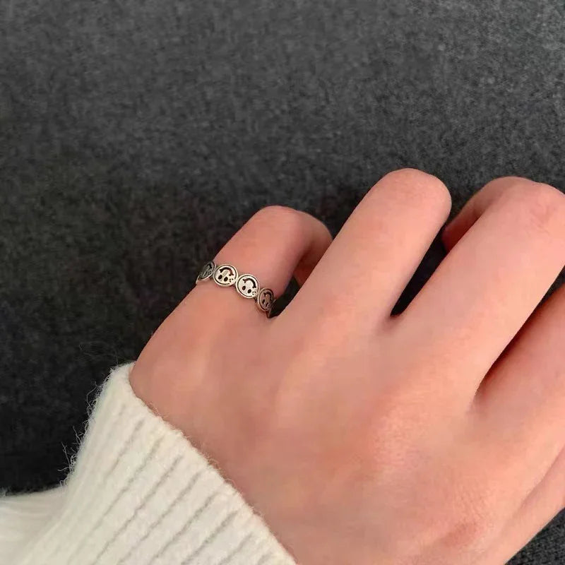 Women’s Punk Geometric Silver Ring