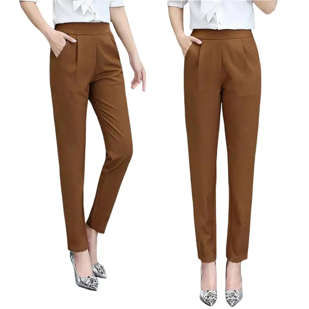 Women’s High-Waist Solid Suit Pants – Elegant Office & Business Trousers