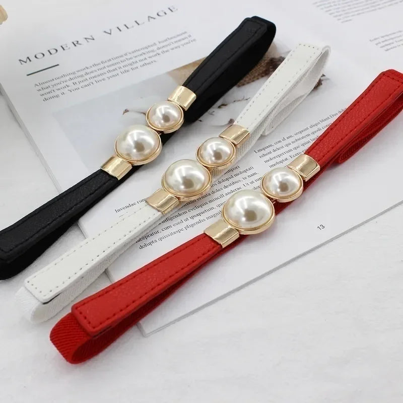 Women’s Double Pearl Elastic Belt