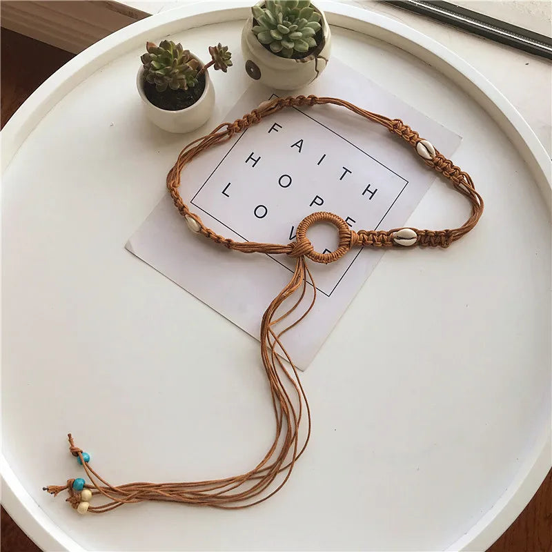 Women’s Braided Tassel Waist Belt