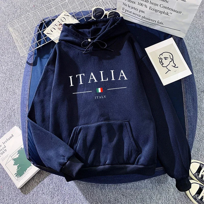 Women’s Italy Print Casual Hoodie