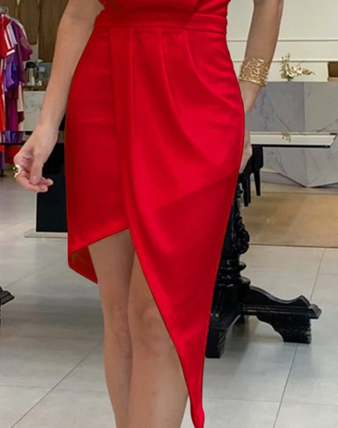 Women’s Elegant Evening Dress – Sexy Cap Sleeve Ruched Party Dress
