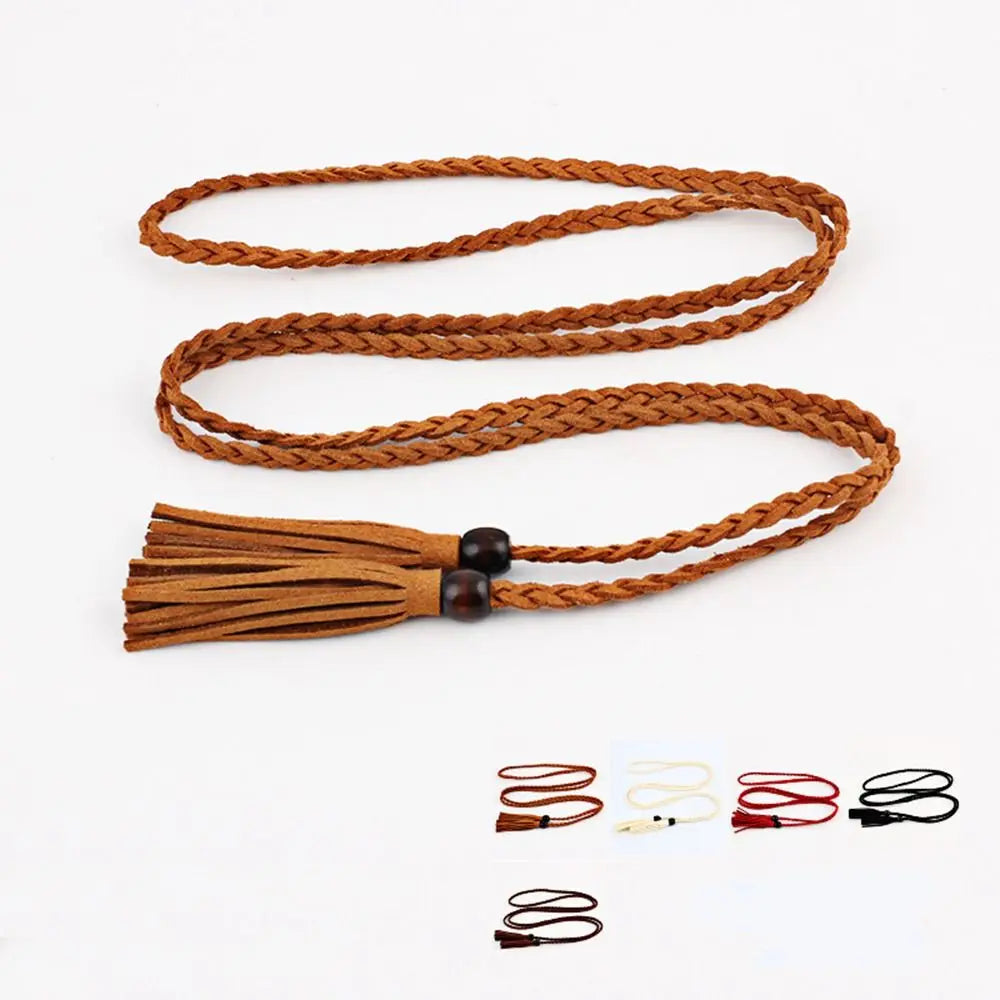 Women’s Boho Leather Braided Waist Belt