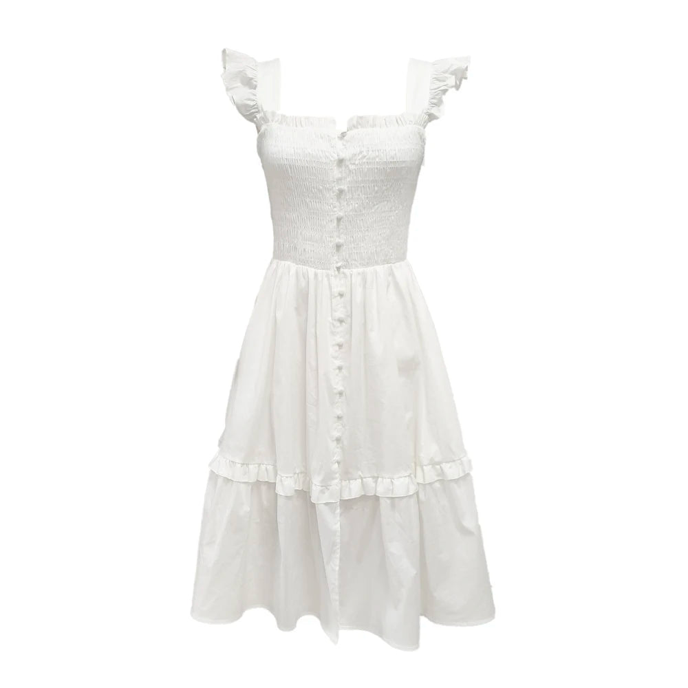 Women’s Yellow Off-Shoulder Tiered Dress – Summer Beach & Picnic Dress