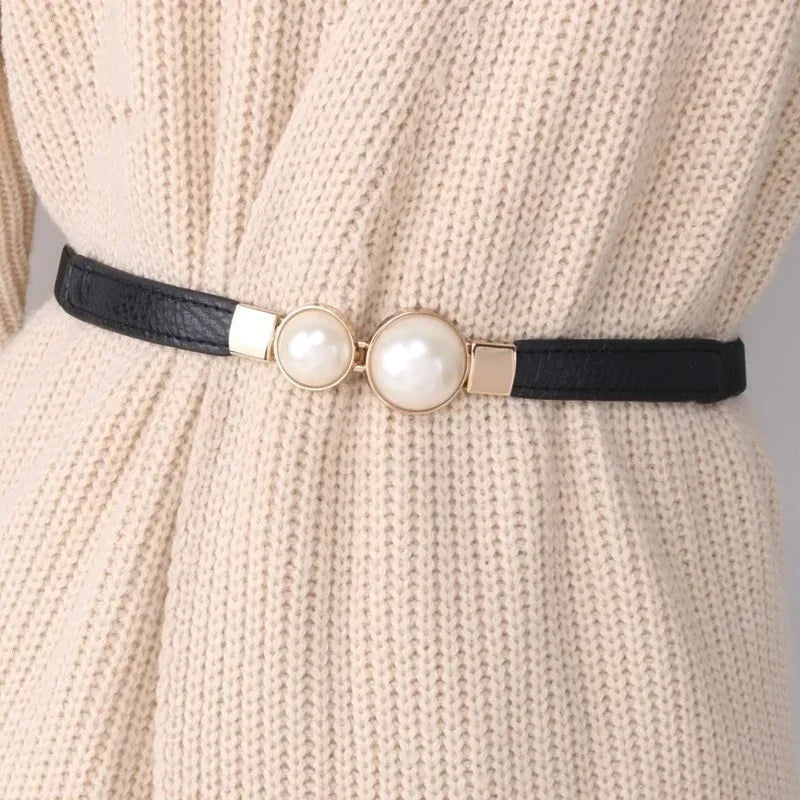 Women’s Double Pearl Elastic Belt