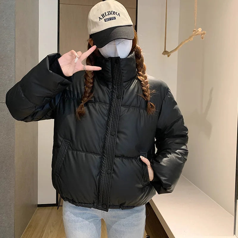 Women’s Short PU Leather Padded Jacket