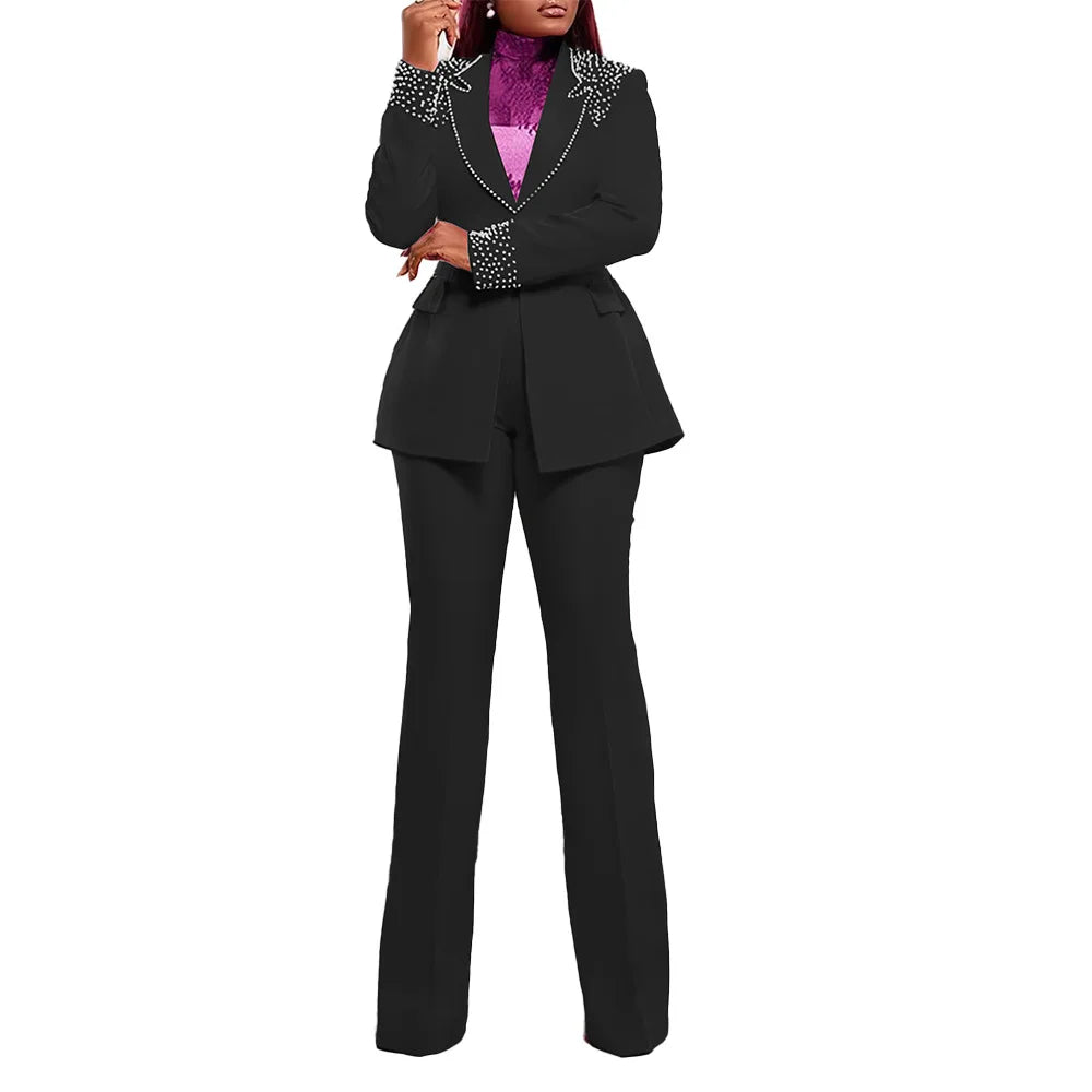 Women’s Two-Piece Pant Set – Y2K Blazer & High-Waist Slim Pants