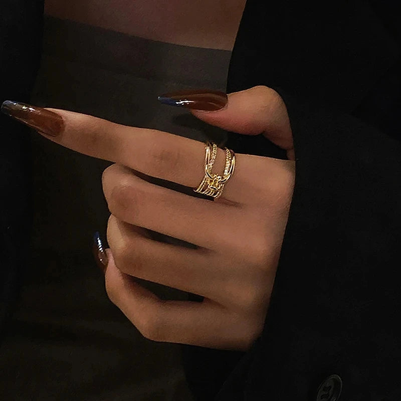 Women’s Geometric Zircon Gold Ring