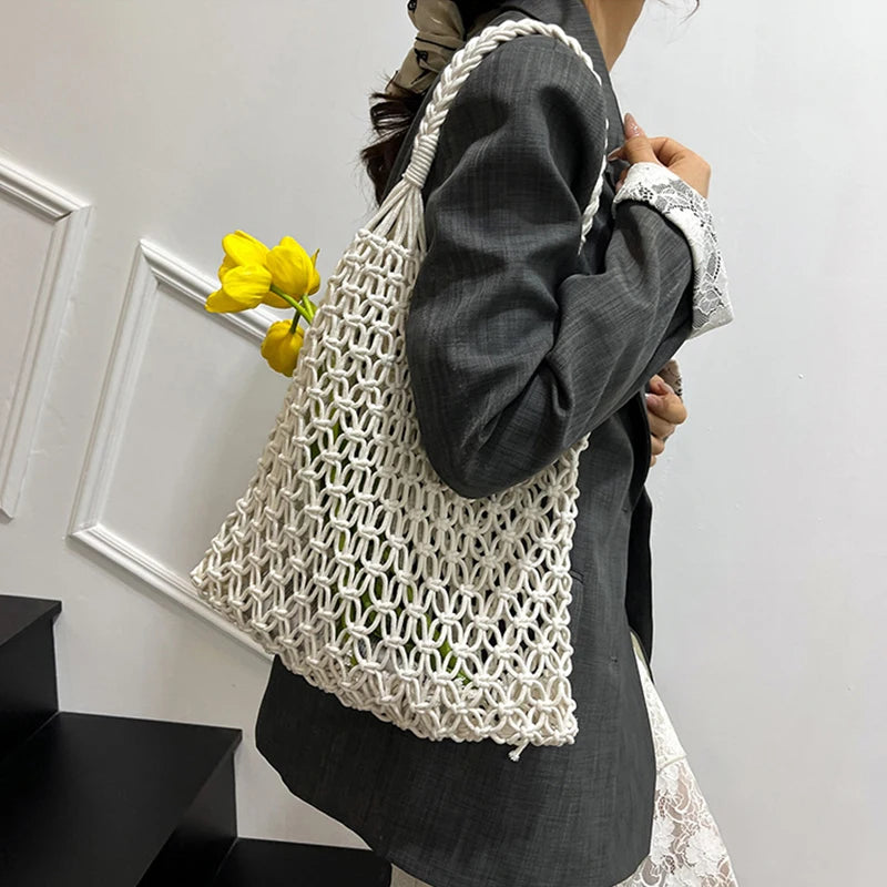 Women’s Hand-Woven Hollow Shoulder Tote