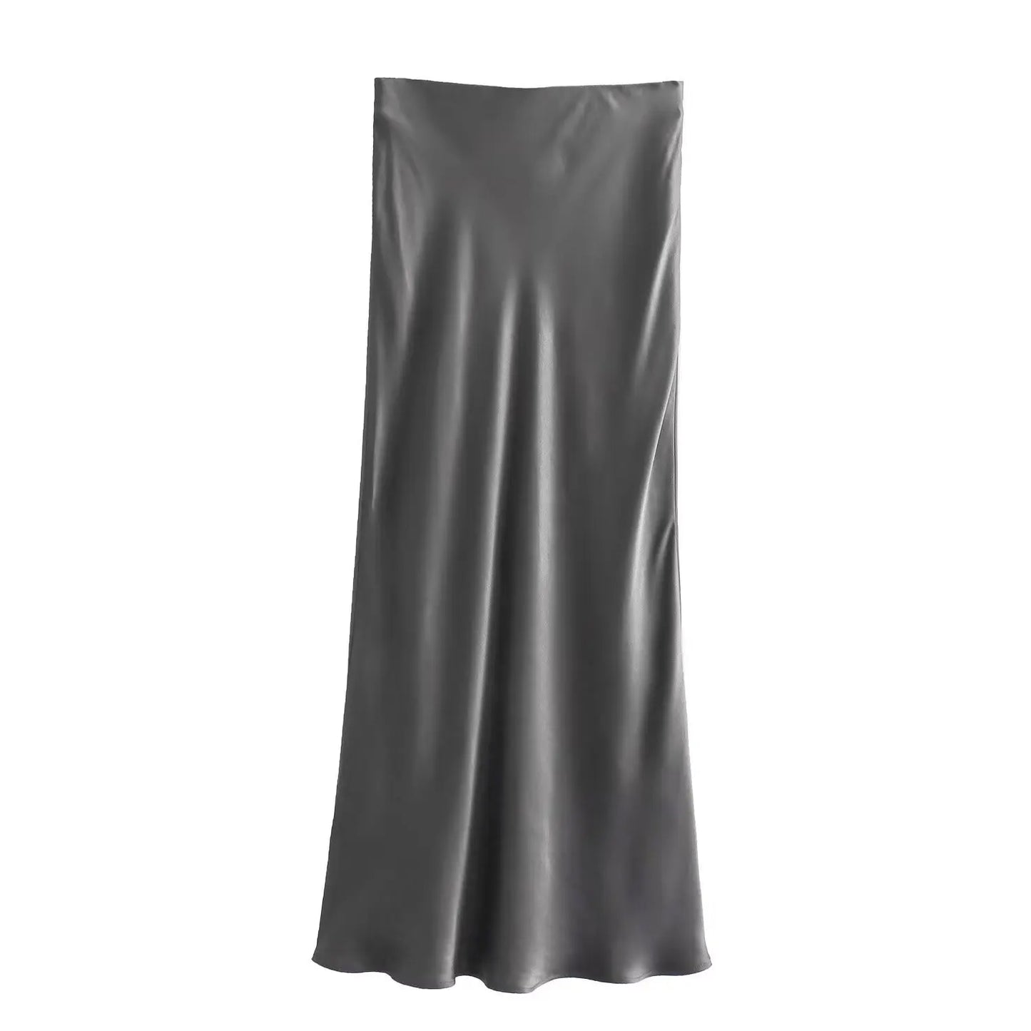 Women’s Satin High-Waist Midi Skirt