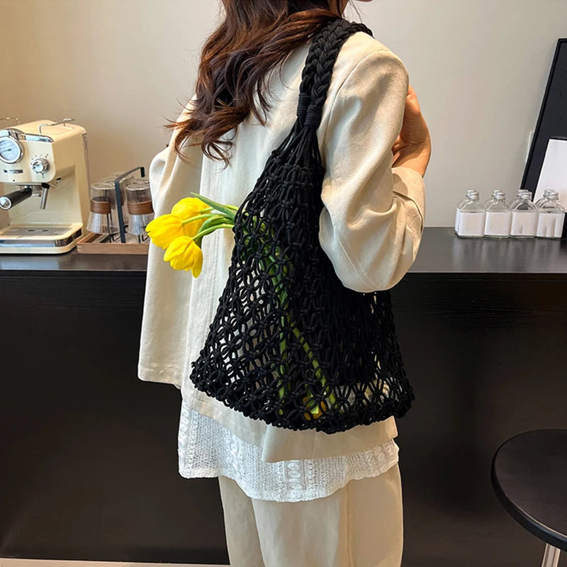 Women’s Hand-Woven Hollow Shoulder Tote
