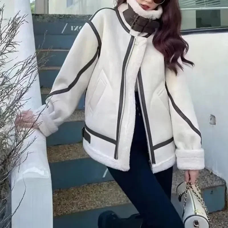Women’s Faux Fur Shearling Winter Jacket.