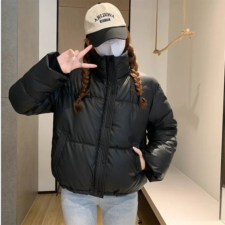 Women’s Short PU Leather Padded Jacket