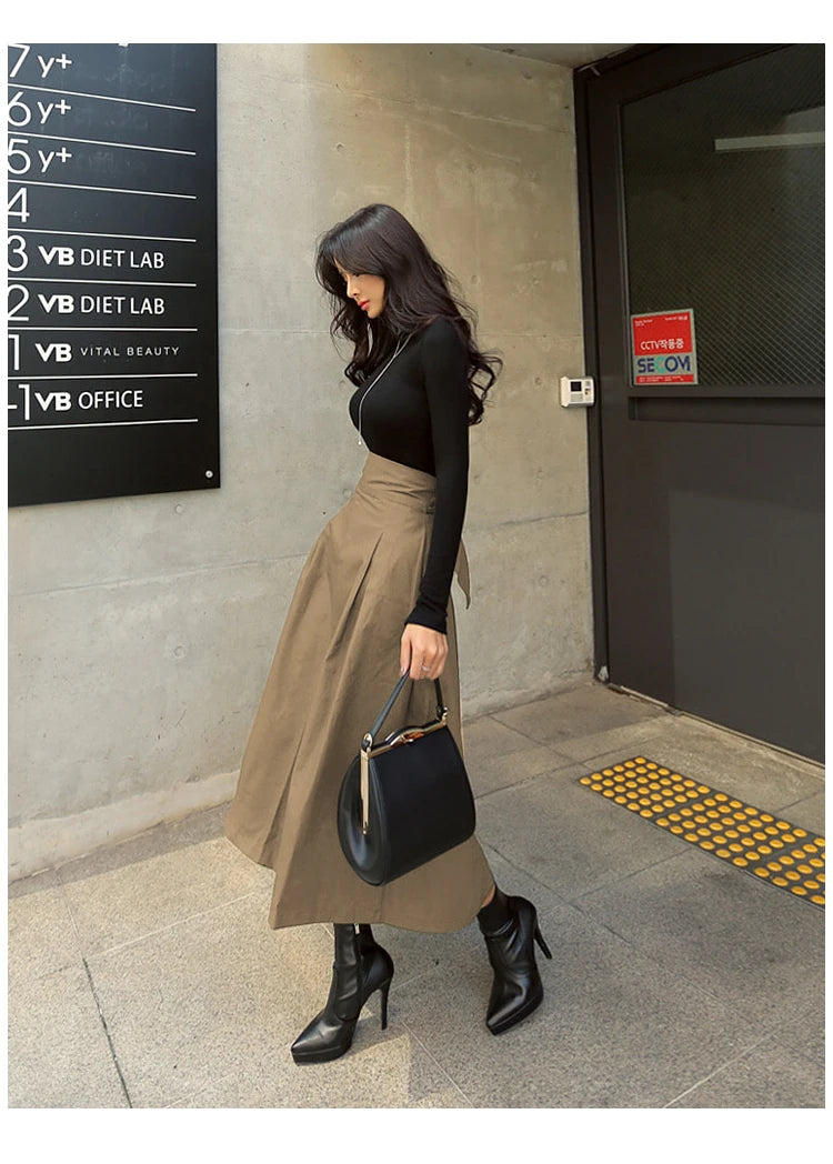 Women’s High-Waist Swing Skirt – Korean Fashion