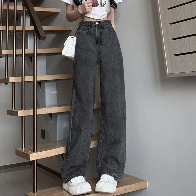 Women’s Vintage Wide-Leg High-Waist Jeans – Denim Pants