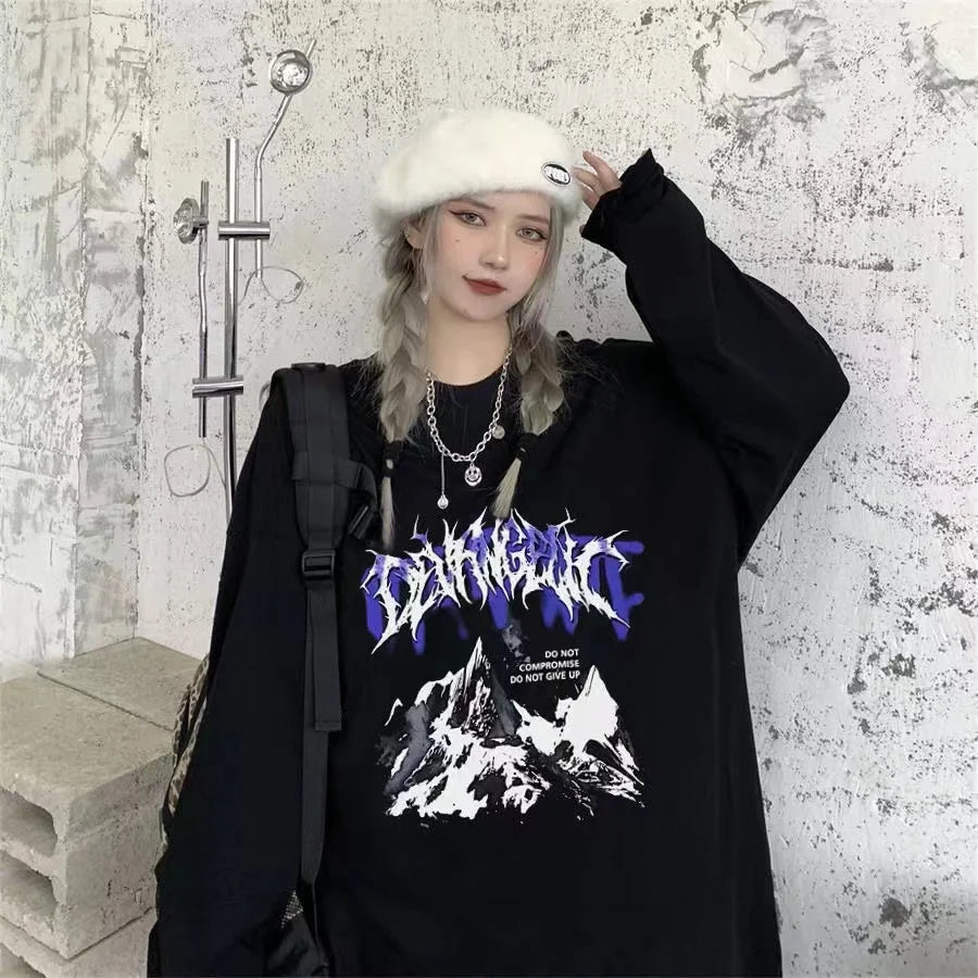 Women T shirts Summer Woman clothing Striped Top Sweatshirt 2023 korean fashion Long Sleeves Tee Patchwork Loose Couple T-shirts