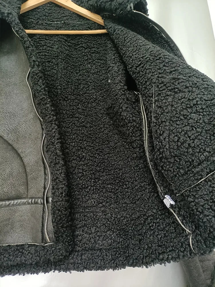 Women’s Faux Fur Shearling Winter Jacket.