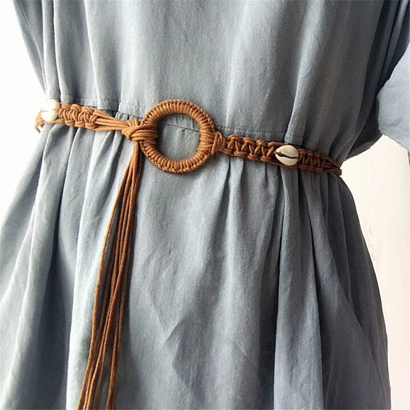 Women’s Braided Tassel Waist Belt