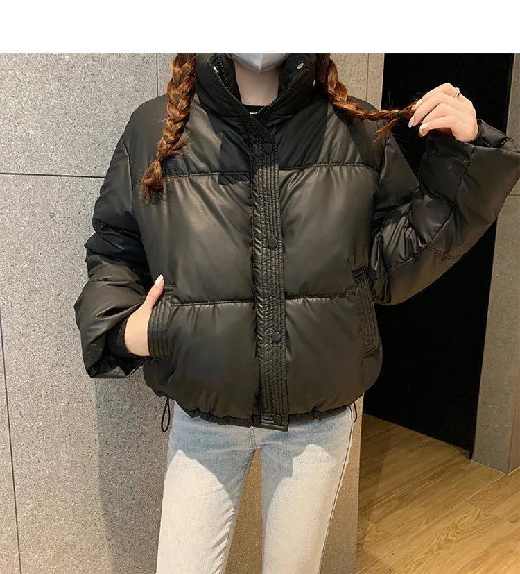 Women’s Short PU Leather Padded Jacket